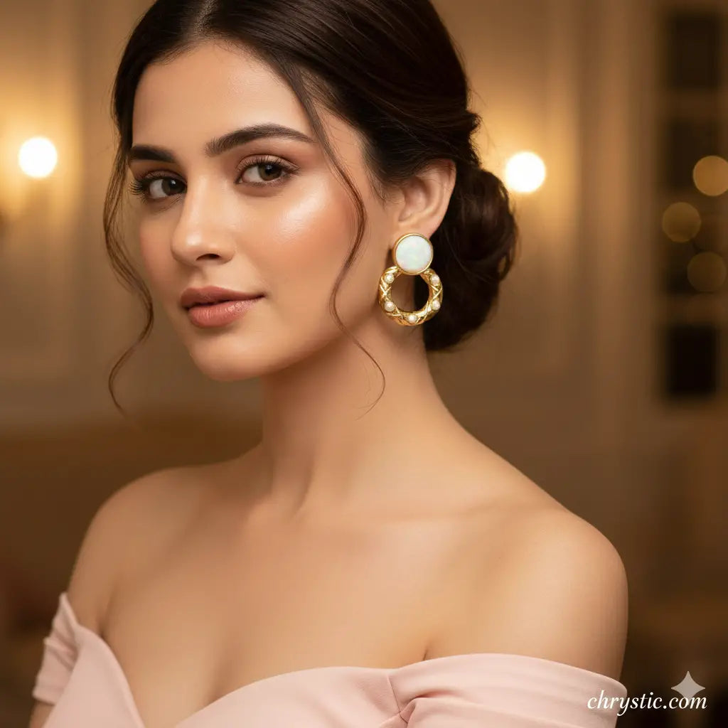 Moonlit Pearl Drops-Seller- 18K Gold Plated Anti-Tarnish Minimalistic Demifine Jewelry by Chrystic Jewels