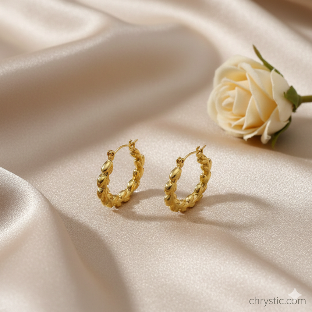 Zephyra Hoop Earrings-Seller- 18K Gold Plated Anti-Tarnish Minimalistic Demifine Jewelry by Chrystic Jewels