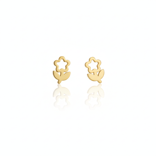 Floral Gold Anti-Tarnish Stud Earrings