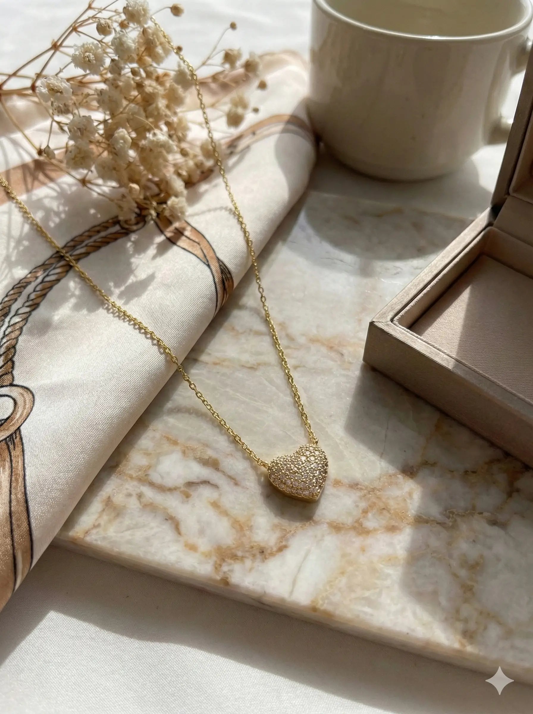 Stone Heart Coin Pendant-Seller- 18K Gold Plated Anti-Tarnish Minimalistic Demifine Jewelry by Chrystic Jewels