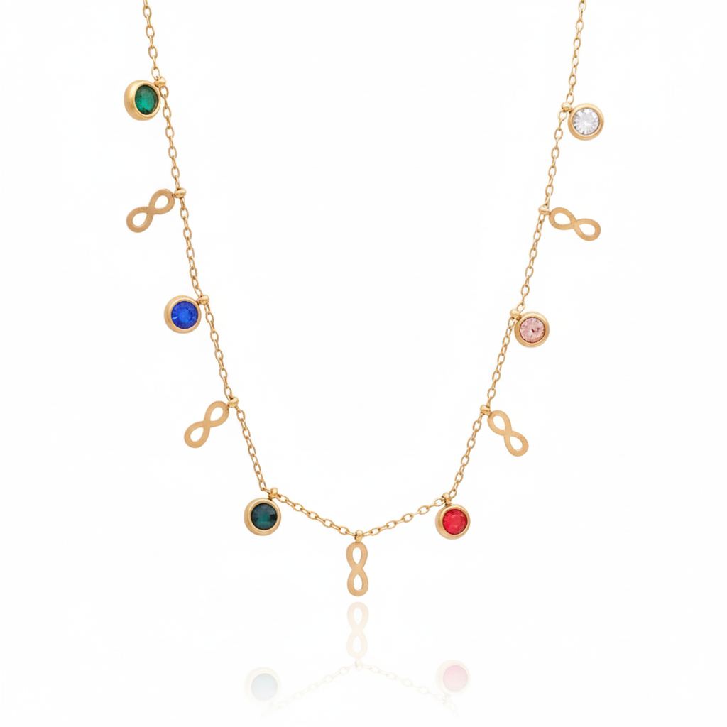 Infinity Charm Multi Color Anti-Tarnish Necklace