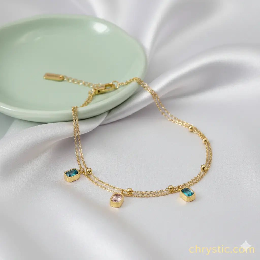 Samaira Duo Bracelet Chain-Seller- 18K Gold Plated Anti-Tarnish Minimalistic Demifine Jewelry by Chrystic Jewels