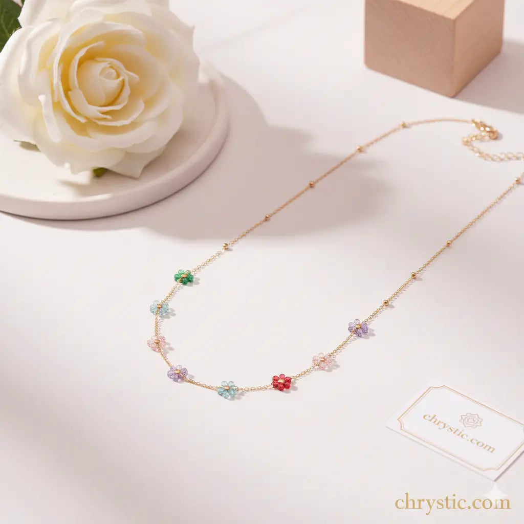 Candy Daisy Necklace Chain-Seller- 18K Gold Plated Anti-Tarnish Minimalistic Demifine Jewelry by Chrystic Jewels