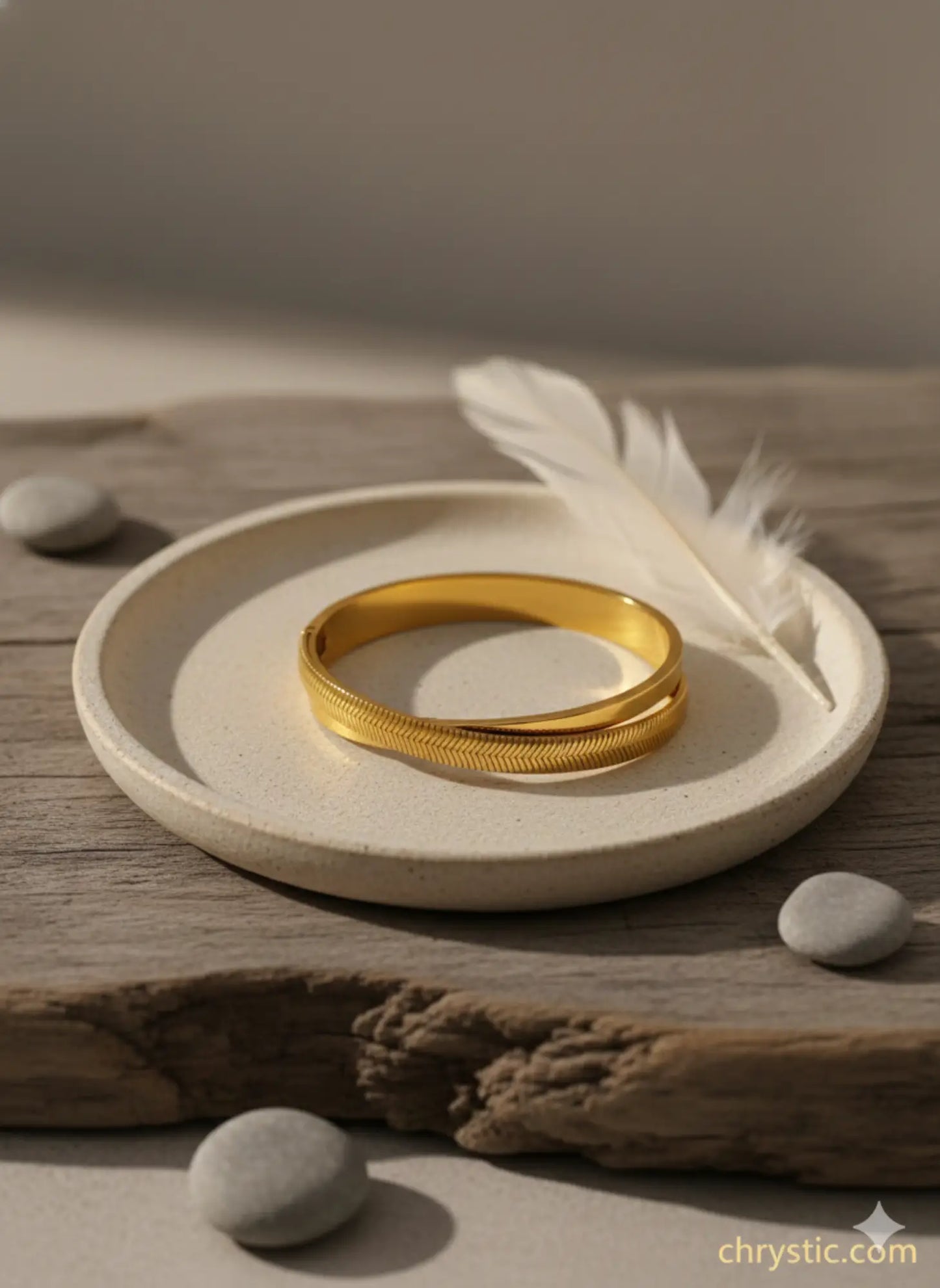 Serene Twist Bangle Bracelet-Seller- 18K Gold Plated Anti-Tarnish Minimalistic Demifine Jewelry by Chrystic Jewels