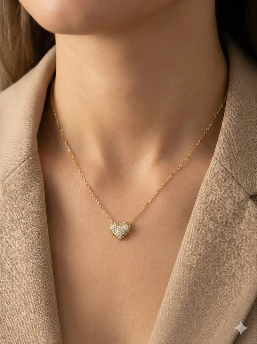 Stone Heart Coin Pendant-Seller- 18K Gold Plated Anti-Tarnish Minimalistic Demifine Jewelry by Chrystic Jewels
