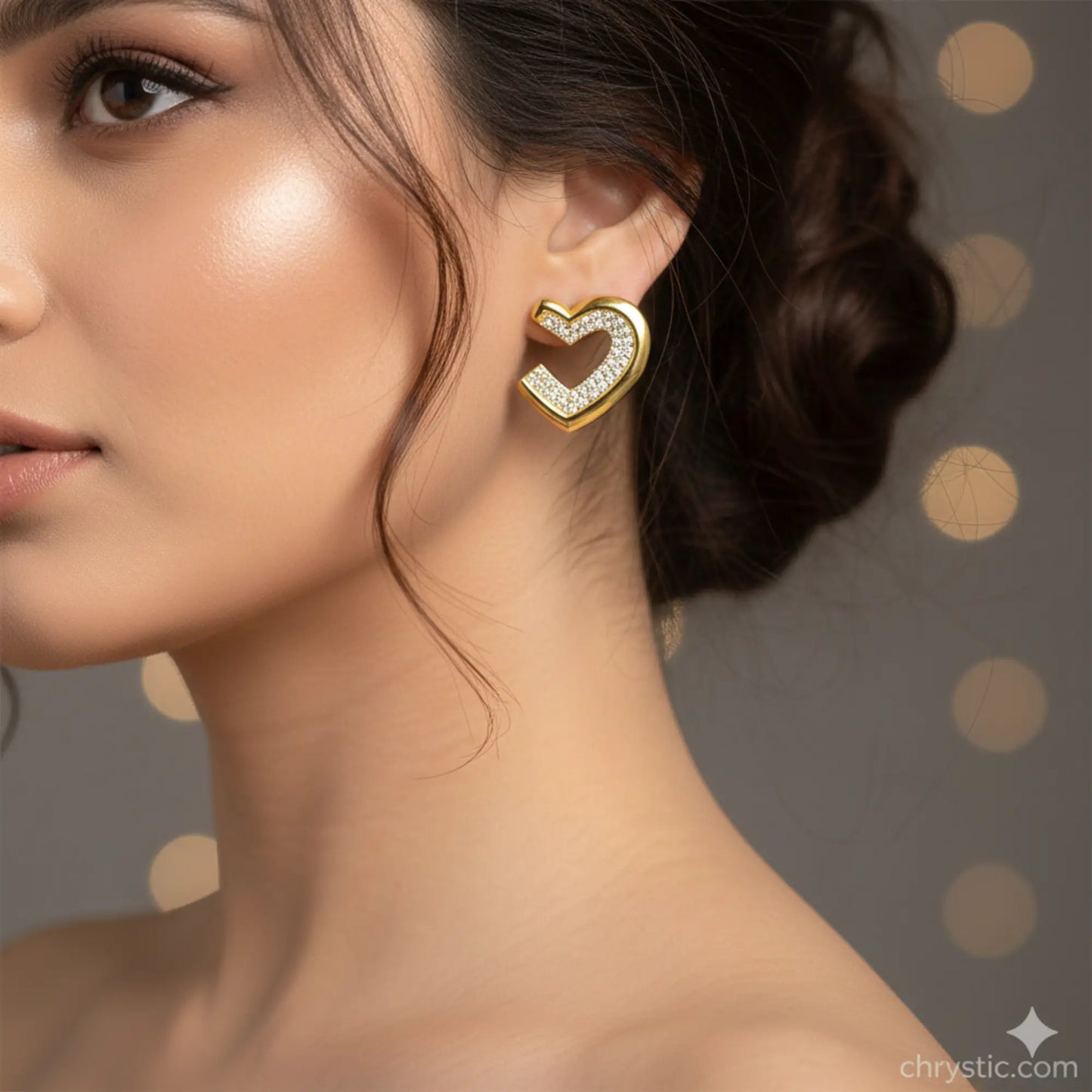 Aura Open-Hearts Earrings-Seller- 18K Gold Plated Anti-Tarnish Minimalistic Demifine Jewelry by Chrystic Jewels