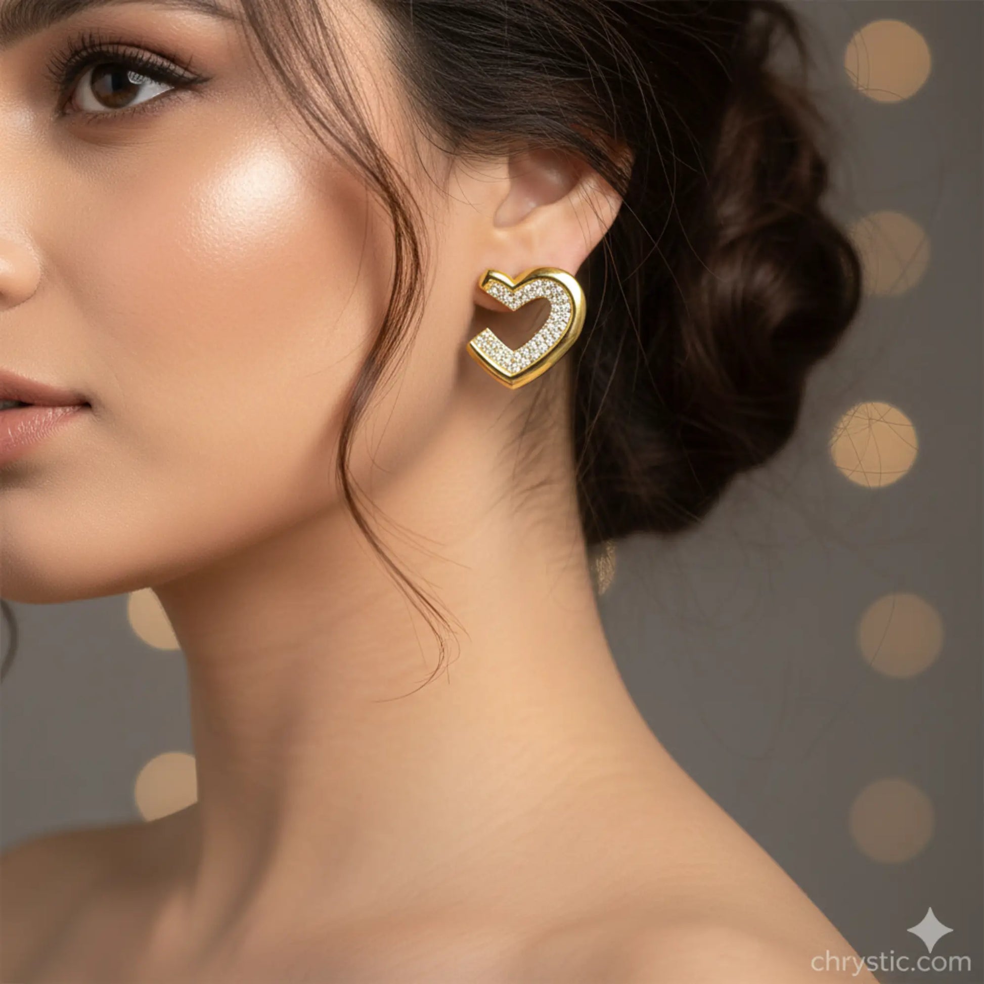 Aura Open-Hearts Earrings-Seller- 18K Gold Plated Anti-Tarnish Minimalistic Demifine Jewelry by Chrystic Jewels