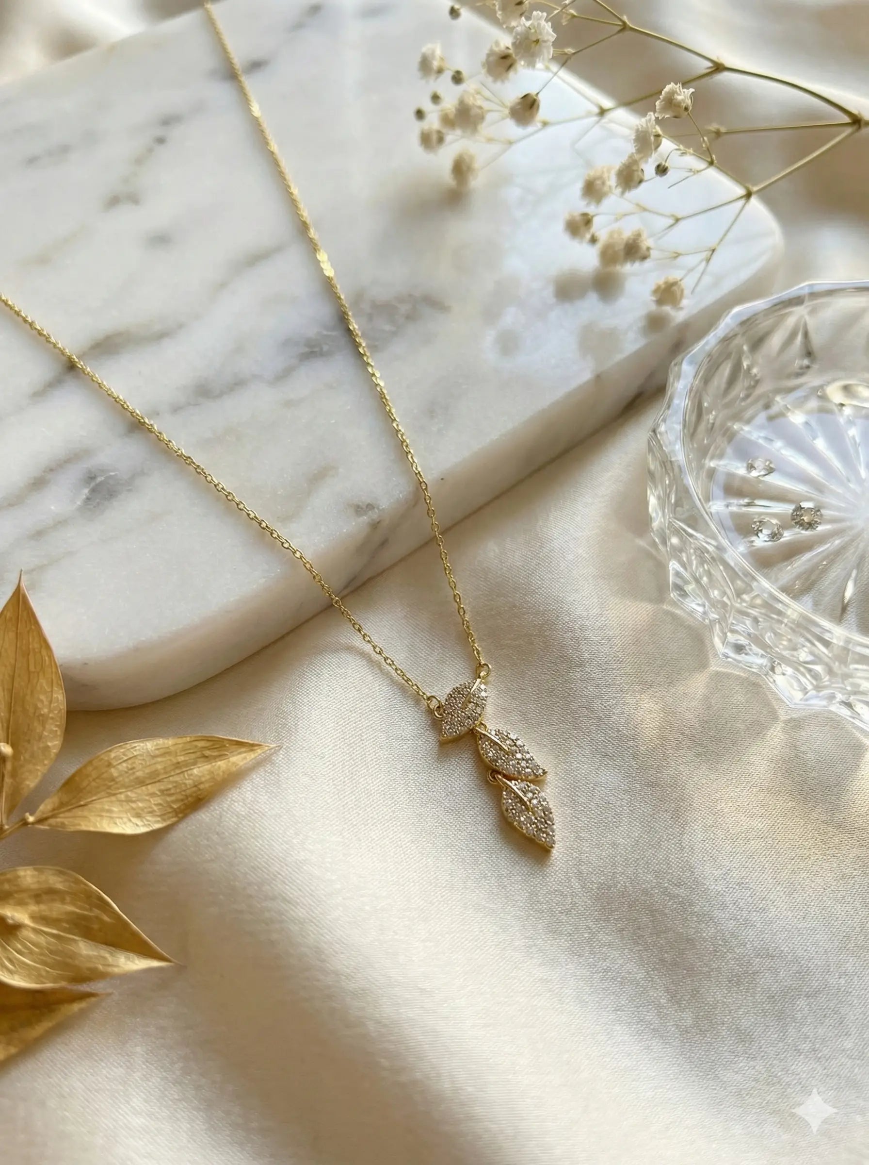 Dona Petal Pendant Chain-Seller- 18K Gold Plated Anti-Tarnish Minimalistic Demifine Jewelry by Chrystic Jewels