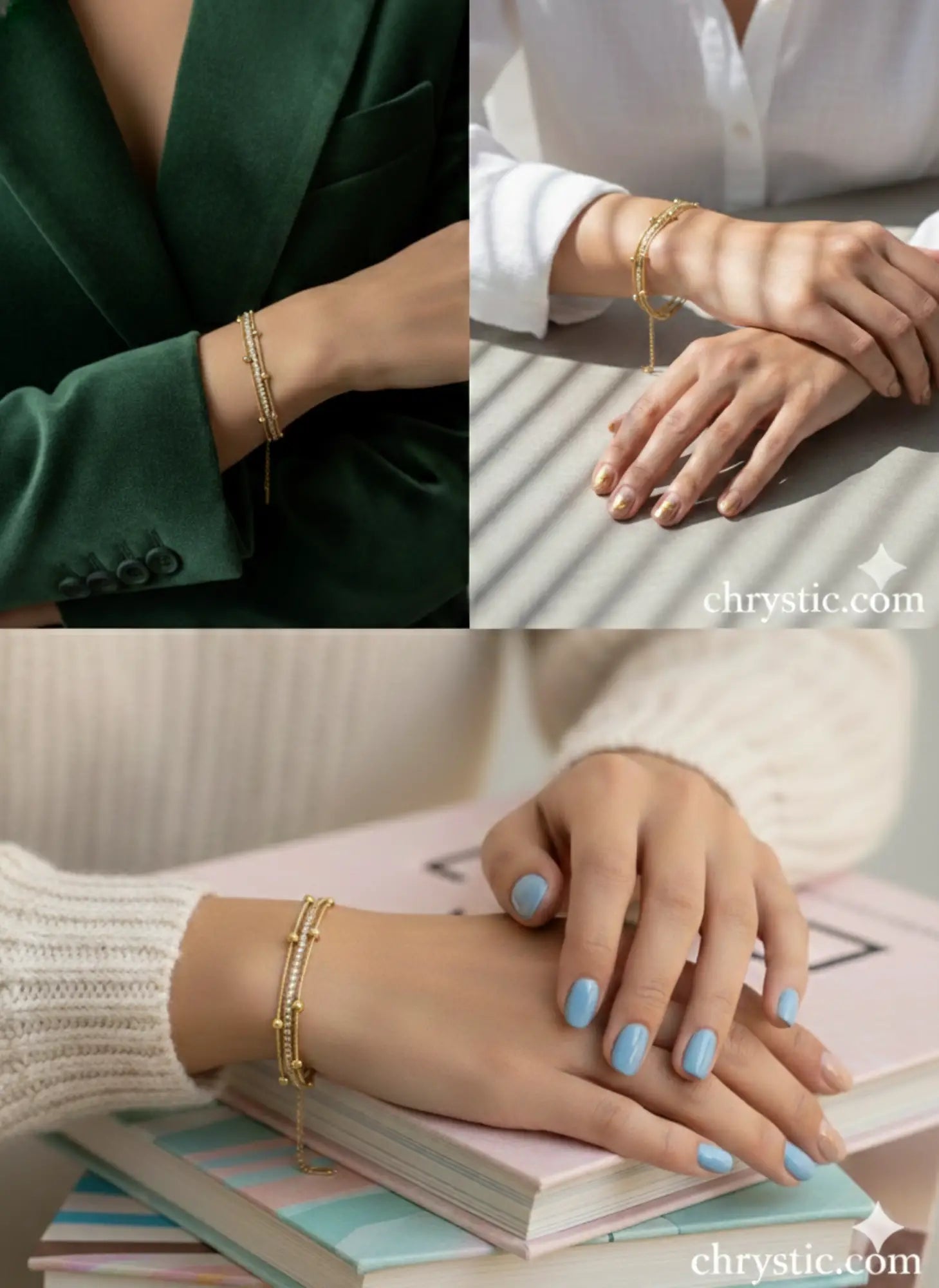 The Trinity Bracelet-Bracelets- 18K Gold Plated Anti-Tarnish Minimalistic Demifine Jewelry by Chrystic Jewels