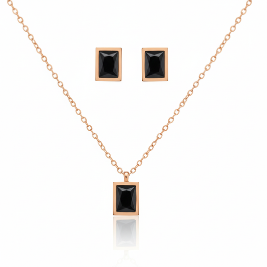Black Geometry Pendant Set