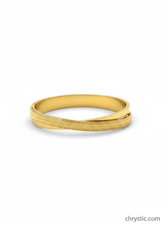 Serene Twist Bangle Bracelet-Seller- 18K Gold Plated Anti-Tarnish Minimalistic Demifine Jewelry by Chrystic Jewels