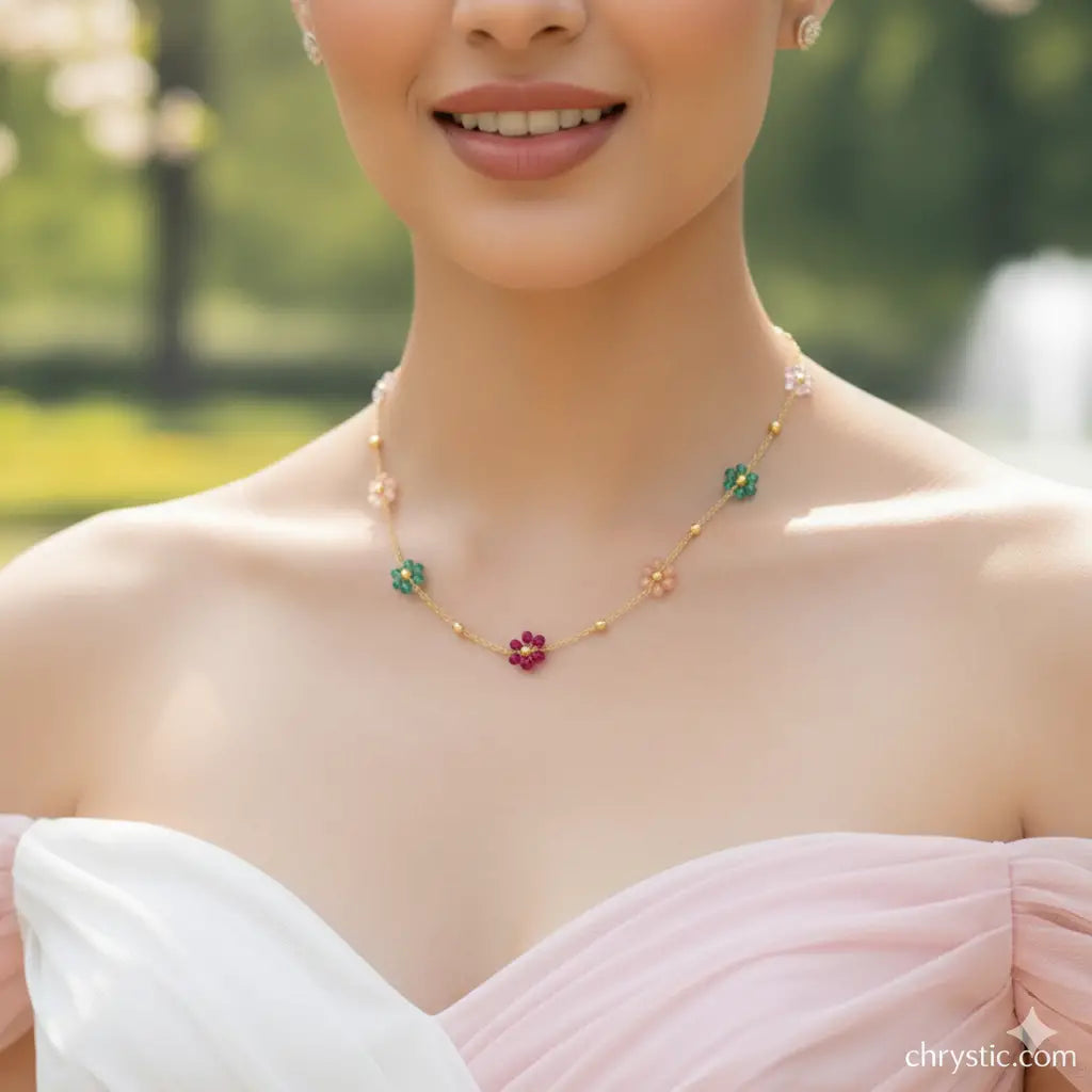 Candy Daisy Necklace Chain-Seller- 18K Gold Plated Anti-Tarnish Minimalistic Demifine Jewelry by Chrystic Jewels