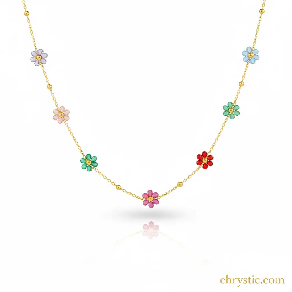 Candy Daisy Necklace Chain-Seller- 18K Gold Plated Anti-Tarnish Minimalistic Demifine Jewelry by Chrystic Jewels