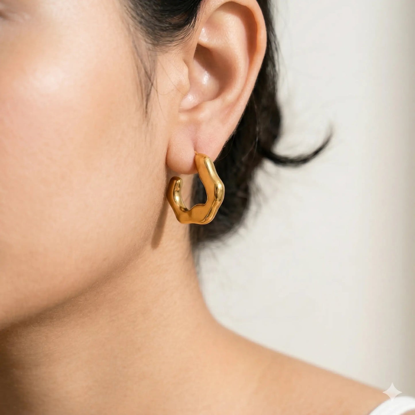 Golden Wave Hoops Earrings