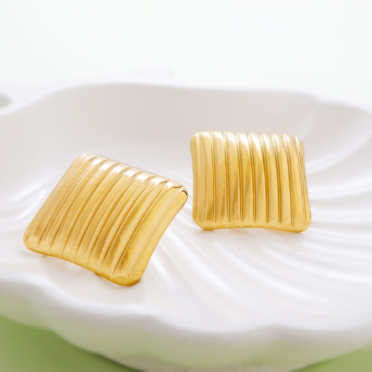 Golden Ripple Textured Stud Earrings