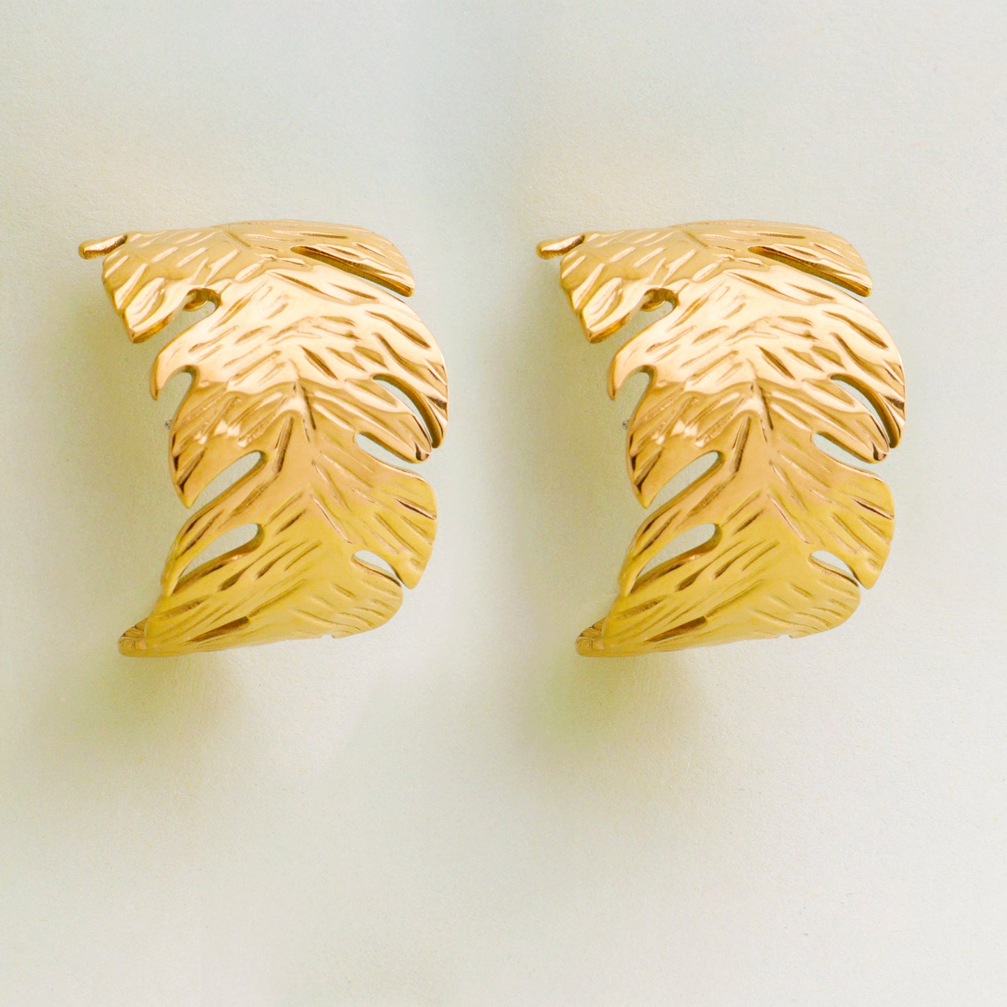 The Golden Fern Hoop Statement Earrings