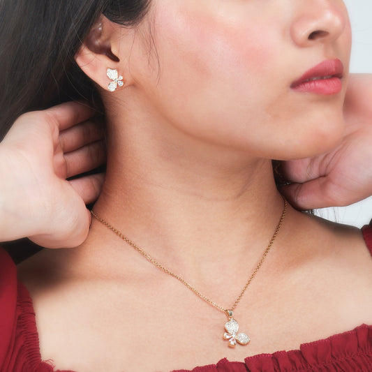 Sparkling Butterfly Pendant Set