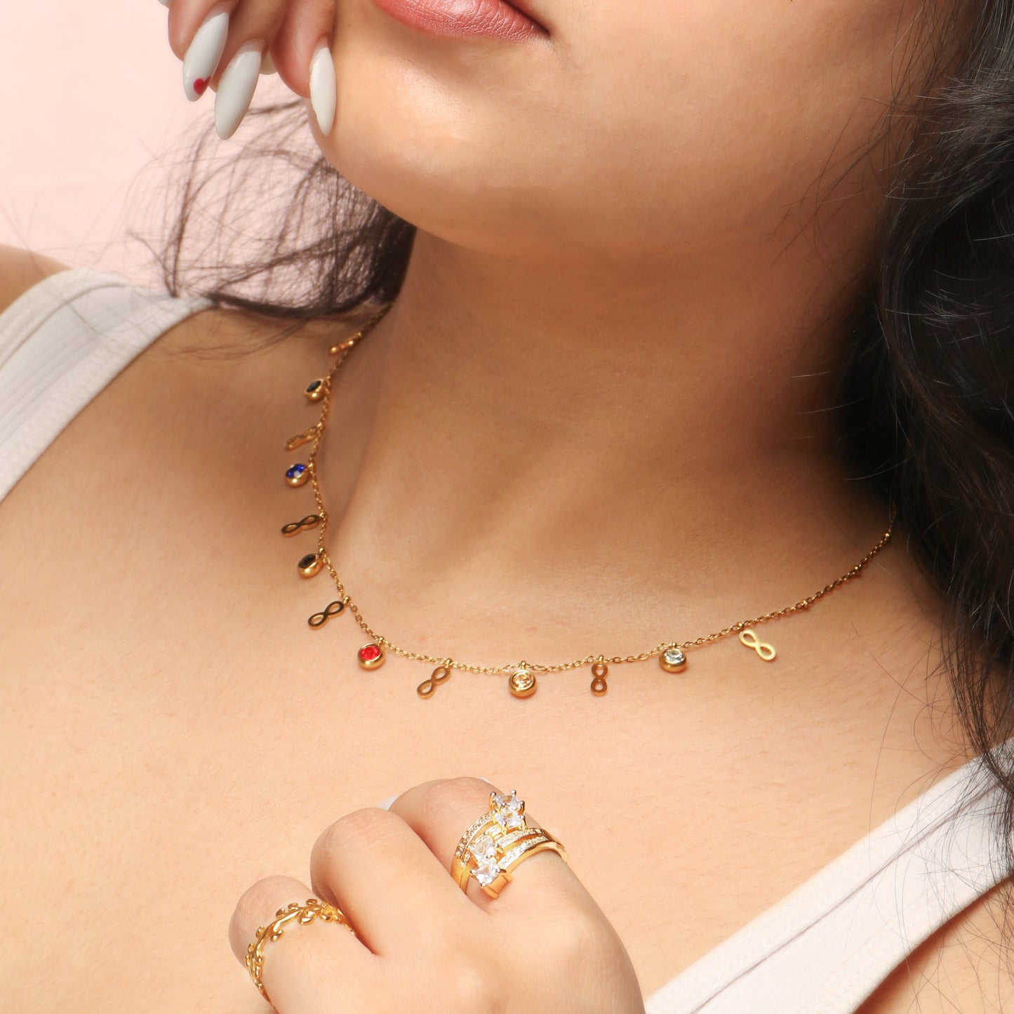 Infinity Charm Multi Color Anti-Tarnish Necklace