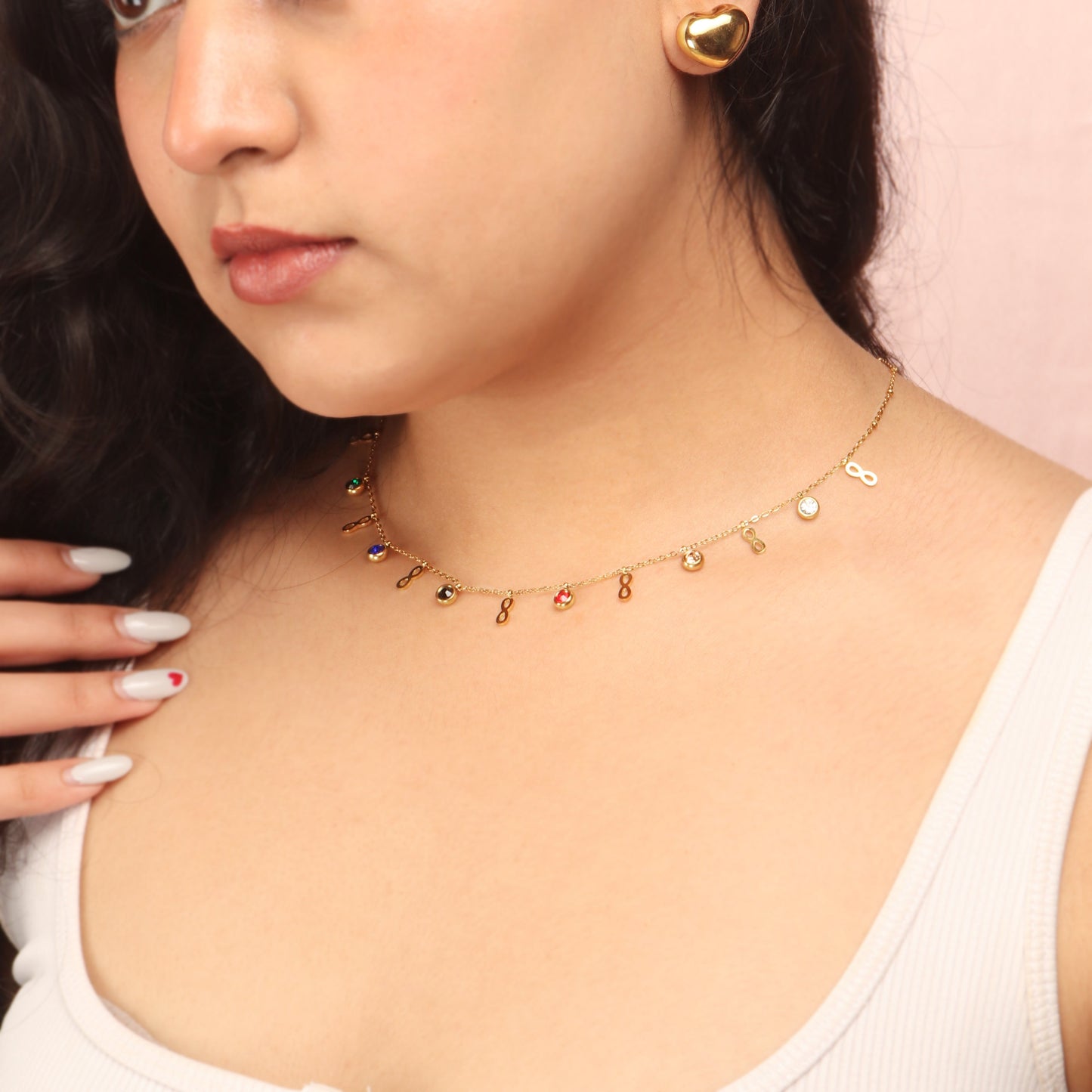 Infinity Charm Multi Color Anti-Tarnish Necklace