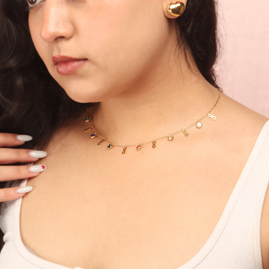 Infinity Charm Multi Color Anti-Tarnish Necklace