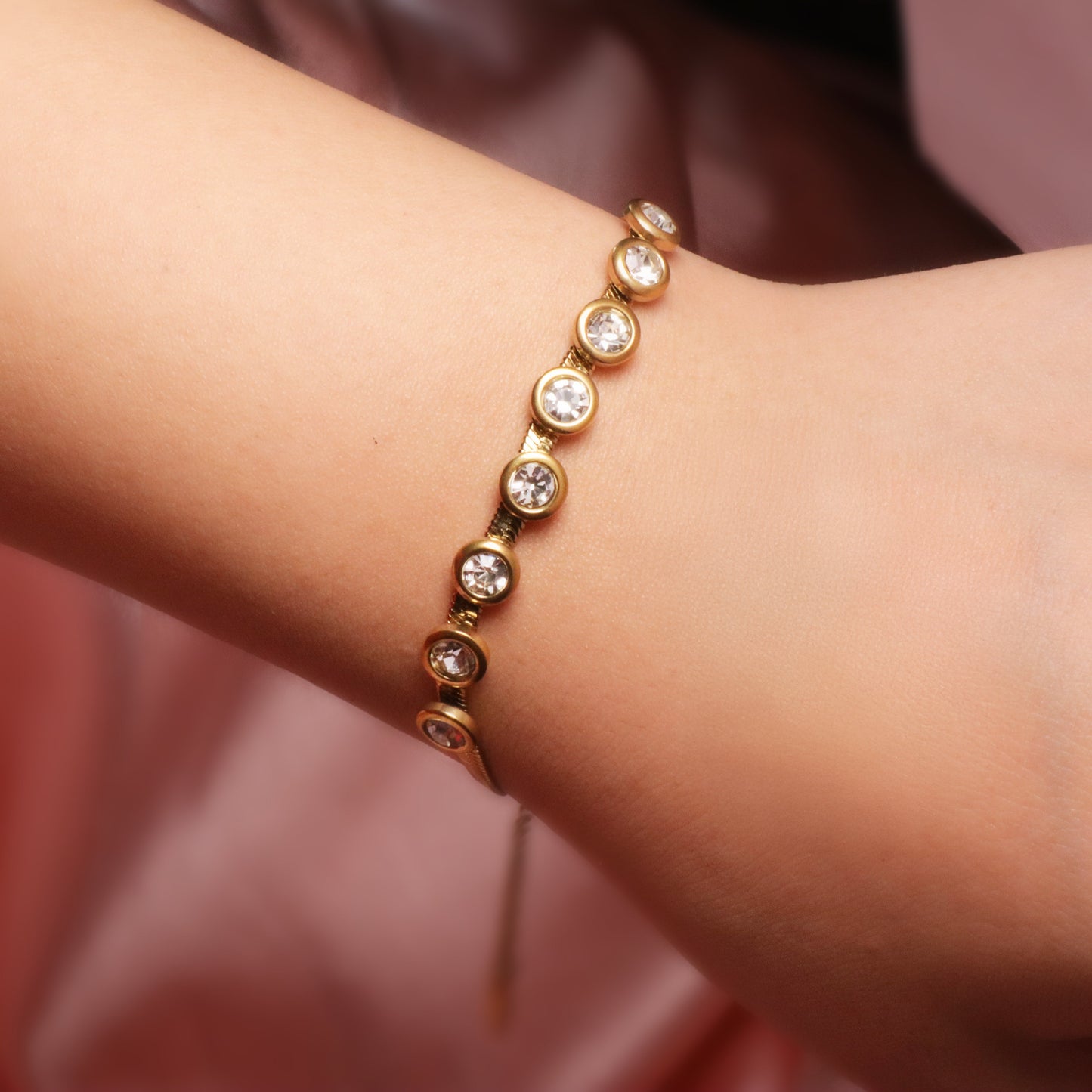 Dazzling Zirconia Gold Snake Chain Bracelet