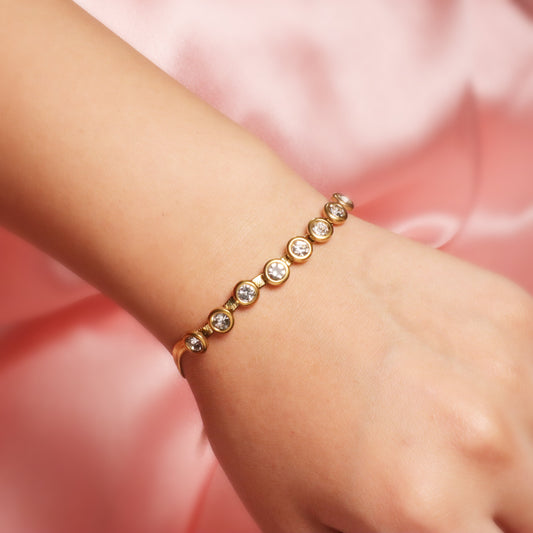Dazzling Zirconia Gold Snake Chain Bracelet