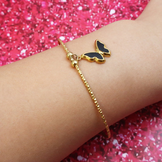 Black Flutter Butterfly Bracelet Chain