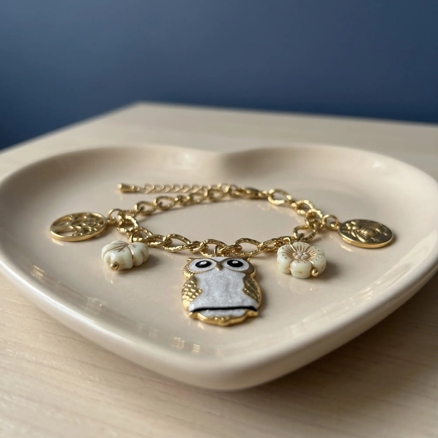 Owl & Bee Motif Link Bracelet Chain