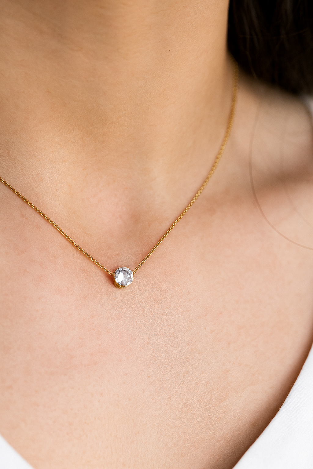 Aurelia Combo- Solitaire Necklace & Bangle Bracelet Set-Seller- 18K Gold Plated Anti-Tarnish Minimalistic Demifine Jewelry by Chrystic Jewels