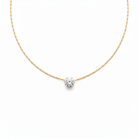 Aurelia Combo- Solitaire Necklace & Bangle Bracelet Set-Seller- 18K Gold Plated Anti-Tarnish Minimalistic Demifine Jewelry by Chrystic Jewels