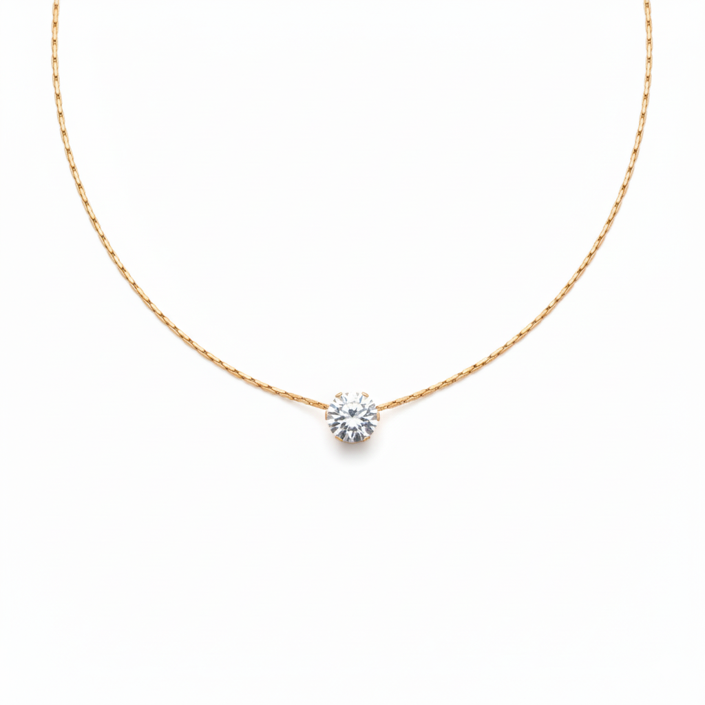 Aurelia Combo- Solitaire Necklace & Bangle Bracelet Set-Seller- 18K Gold Plated Anti-Tarnish Minimalistic Demifine Jewelry by Chrystic Jewels