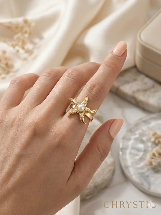 Thalassa Starfish Pearl Beach Ring