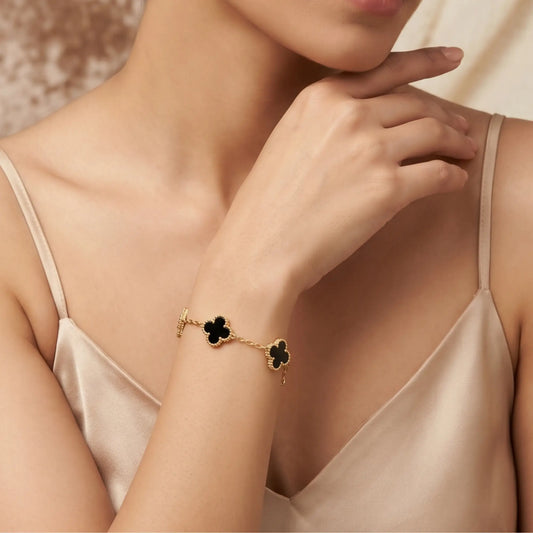 Black Multi Clover Bracelet Chain