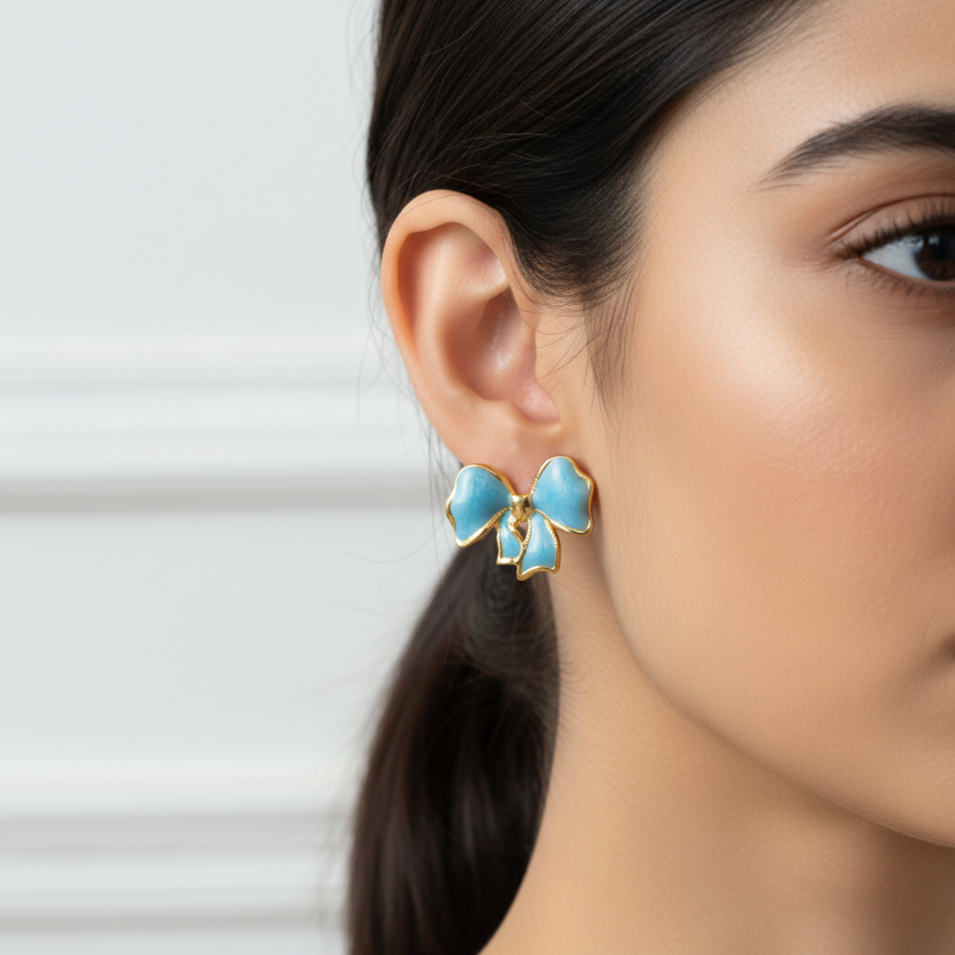 Blue Bow Earrings