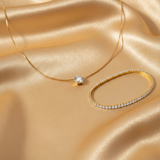 Twilight Sparkle Combo- Solitaire Pendant & Tennis Bracelet