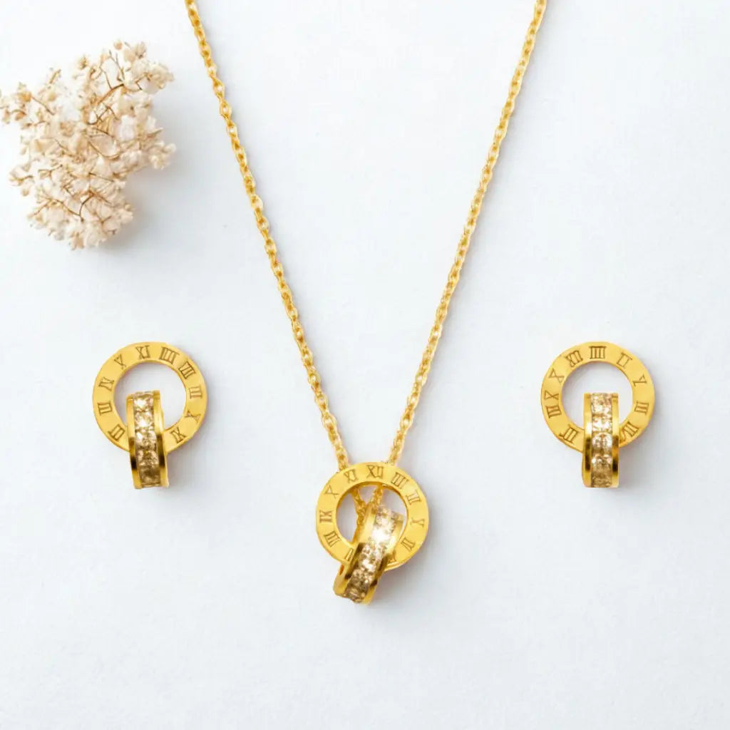 The Eternity Pendant Set-Seller- 18K Gold Plated Anti-Tarnish Minimalistic Demifine Jewelry by Chrystic Jewels