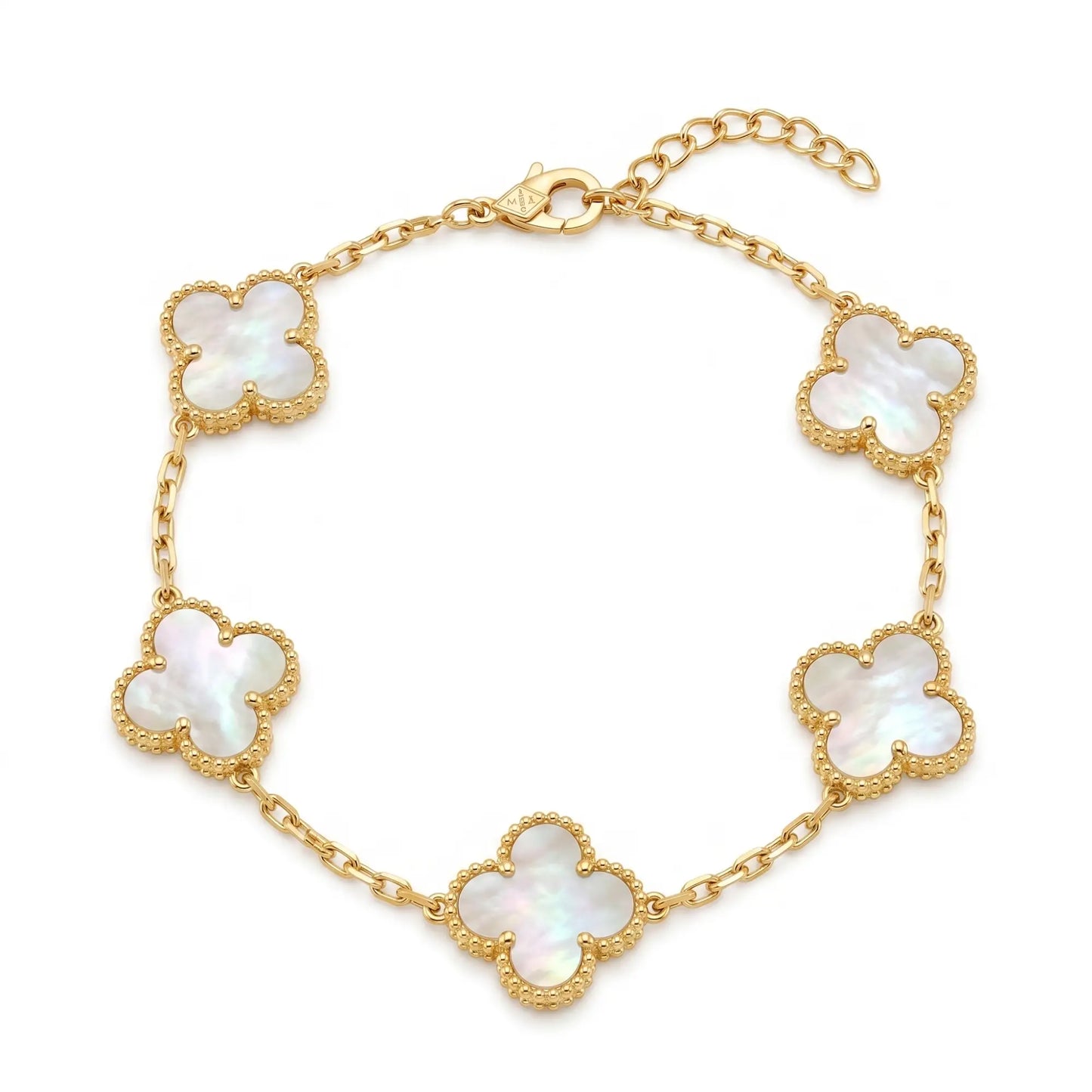 White Multi Clover Bracelet Chain
