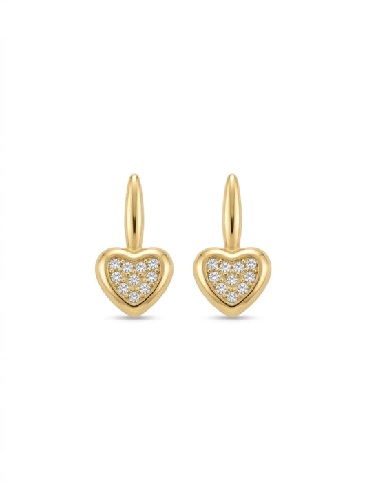 Pavé Heart Drop Earrings