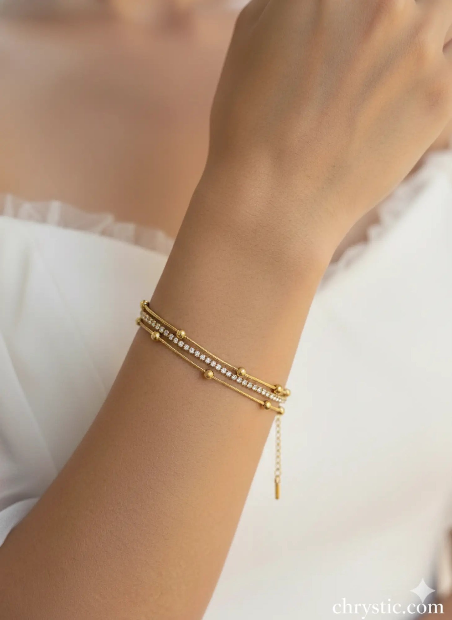 The Trinity Bracelet-Bracelets- 18K Gold Plated Anti-Tarnish Minimalistic Demifine Jewelry by Chrystic Jewels