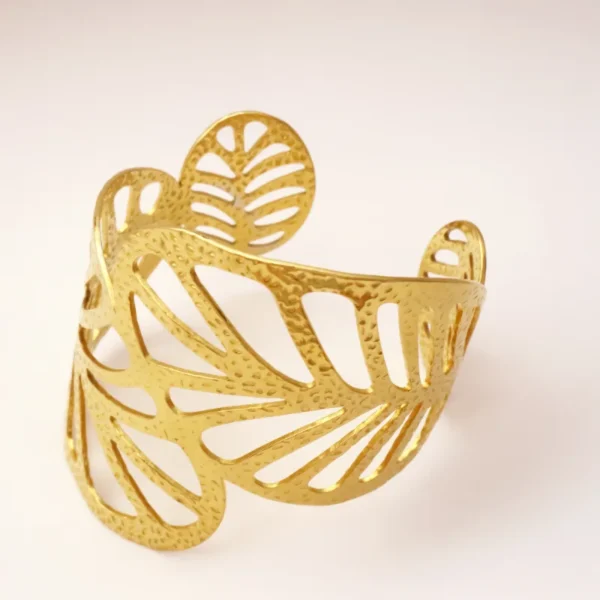 Luxe Leaf Cutout Cuff Bracelet