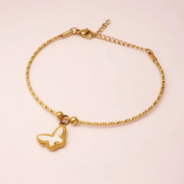 White Flutter Butterfly Bracelet Chain