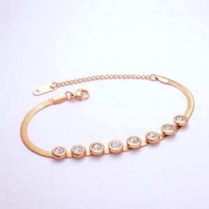 Dazzling Zirconia Gold Snake Chain Bracelet