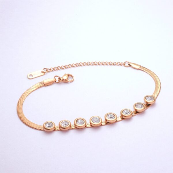 Dazzling Zirconia Gold Snake Chain Bracelet