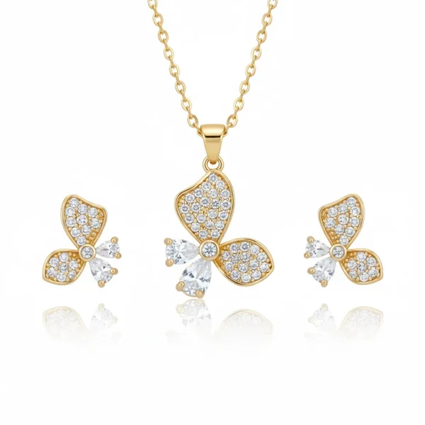 Sparkling Butterfly Anti-Tarnish Pendant Set