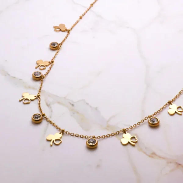 Leaf Stone Charm Necklace