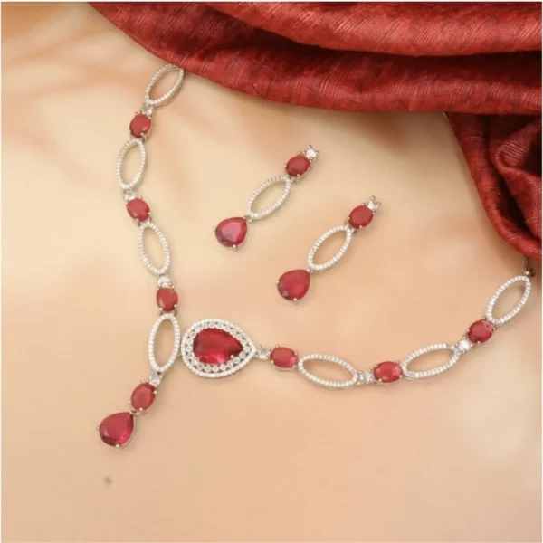 Crimson Teardrop AD Necklace Set
